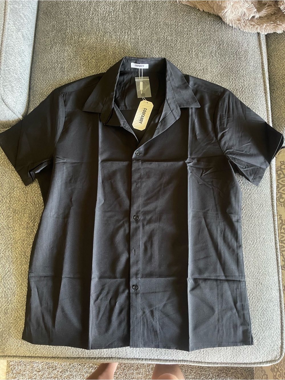Casual Short-Sleeve Button-Up Shirt - Black